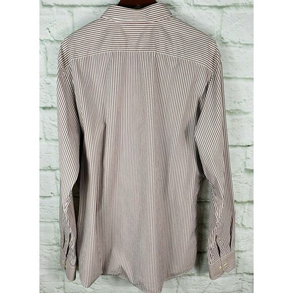 Banana Republic MensButton Down Shirt Slim Fit Red Multi Striped L/S XL 17-17.5 - Picture 4 of 9